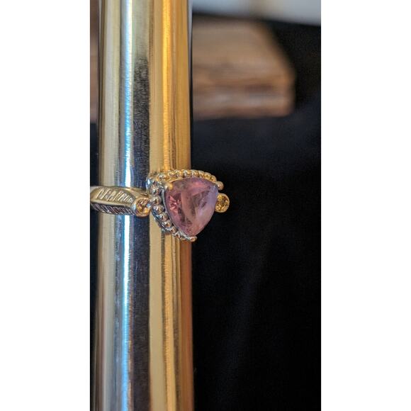 Trillion Cut Amethyst 925 Sterling Silver Ring Size 5.75 - Picture 7 of 10